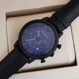 Emporio Armani Luigi Analog Blue Dial Black Leather Strap Watch For Men - AR11351 Authentic Buy Shop Now