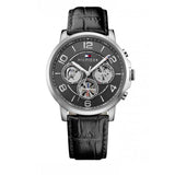 Tommy Hilfiger Keagan Quartz Grey Dial Black Leather Strap Watch for Men - 1791289 Authentic Buy Shop Now