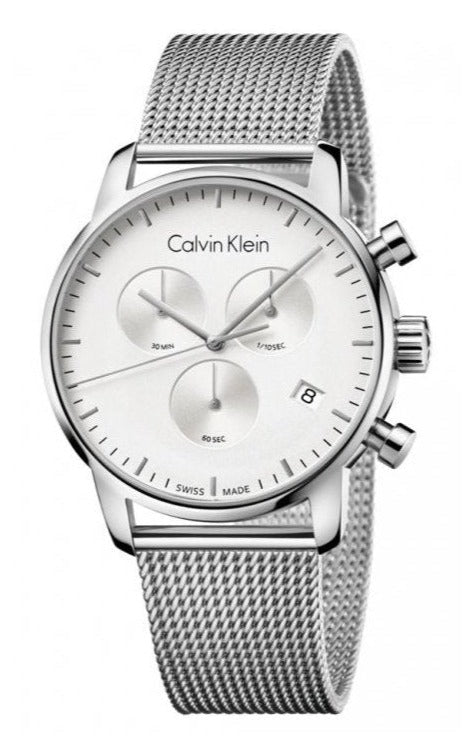Calvin Klein High Noon Silver Dial Silver Mesh Bracelet Watch for Men - K8M27126 Authentic Buy Shop Now