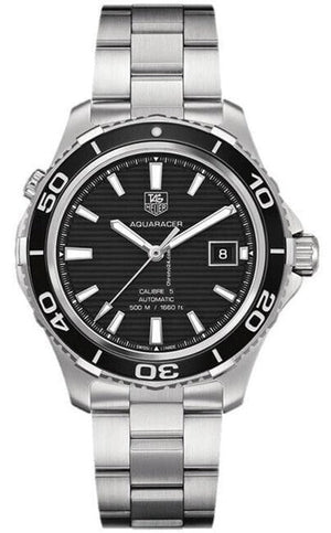 Tag Heuer Aquaracer Caliber 5 Automatic Black Dial Silver Steel Strap Watch for Men - WAK2110.BA0830 Authentic Buy Shop Now