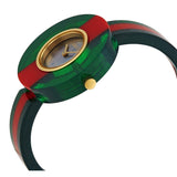 Gucci Vintage Web Mother of Pearl Dial Two Tone Plastic Strap Watch For Women - YA143403 Authentic Buy Shop Now