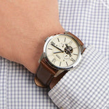 Fossil Townsman Automatic White Dial Brown Leather Strap Watch for Men - ME3064 Authentic Buy Shop Now