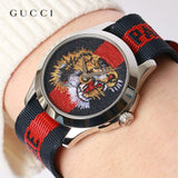 Gucci G Timless Le Marche Des Merveilles Blue & Red Dial Blue & Red Nylon Strap Unisex Watch - YA126495 Authentic Buy Shop Now