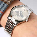 Gucci G Timeless Silver Dial Silver Steel Strap Watch For Women - YA1264126 Authentic Buy Shop Now