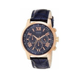 Guess Horizon Chronograph Blue Dial Blue Leather Strap Watch For Men - W0380G5 Authentic Buy Shop Now