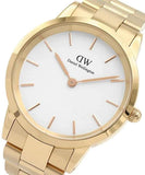 Daniel Wellington Iconic Link White Dial Gold Steel Strap Watch For Men - DW00100343 Authentic Buy Shop Now