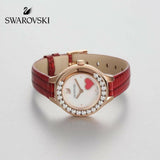 Swarovski Lovely Crystals Analog White Dial Red Leather Strap Watch for Women - 5297584 Authentic Buy Shop Now