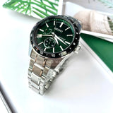 Seiko Presage Sharp Edged Series GMT Green Dial Silver Steel Strap Watch For Men - SPB219J1 Authentic Buy Shop Now