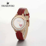 Swarovski Lovely Crystals Analog White Dial Red Leather Strap Watch for Women - 5297584 Authentic Buy Shop Now