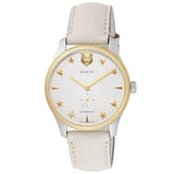 Gucci G Timeless Automatic Silver Dial Beige Leather Strap Watch For Men - YA126348 Authentic Buy Shop Now