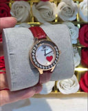 Swarovski Lovely Crystals Analog White Dial Red Leather Strap Watch for Women - 5297584 Authentic Buy Shop Now