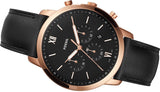 Fossil Neutra Chronograph Black Dial Black Leather Strap Watch for Men - FS5381 Authentic Buy Shop Now