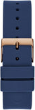 Guess Cubed Analog Rose Gold Dial Blue Leather Strap Watch For Women - GW0665L2 Authentic Buy Shop Now
