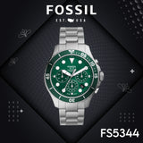 Fossil FB-03 Chronograph Green Dial Silver Steel Strap Watch for Men - FS5726 Authentic Buy Shop Now