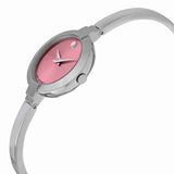 Movado Bela Museum Pink Dial Silver Steel Strap Watch For Women - 0606596 Authentic Buy Shop Now