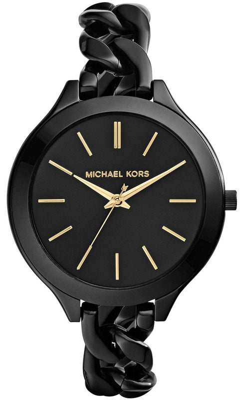 Michael Kors Slim Runway Black Dial Black Steel Strap Watch for Women - MK3317 Authentic Buy Shop Now