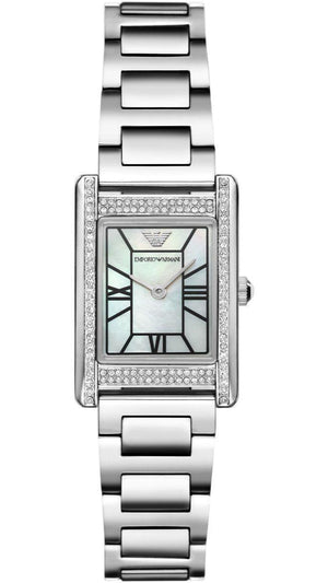 Emporio Armani Empire Mother of Pearl Dial Silver Steel Strap Watch For Women - AR11625 Authentic Buy Shop Now