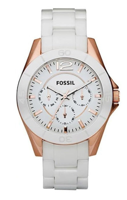 Fossil Ceramic Multifunction White Dial White Steel Strap Watch for Women - CE1006 Authentic Buy Shop Now