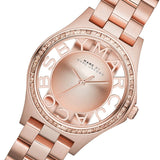 Marc Jacobs Henry Transparent Rose Gold Dial Rose Gold Steel Strap Watch for Women - MBM3339 Authentic Buy Shop Now