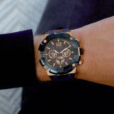 Guess Navigator Chronograph Blue Dial Blue Rubber Strap Watch for Men - GW0264G4 Authentic Buy Shop Now