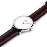 Daniel Wellington Classy Bristol White Dial Brown Leather Strap Watch For Women - DW00100070 Authentic Buy Shop Now