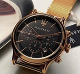 Maserati Epoca Black Dial Gold Mesh Bracelet Watch For Men - R8873618005 Authentic Buy Shop Now