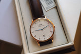 Daniel Wellington Dapper Bristol White Dial Brown Leather Strap Watch For Women - DW00100094 Authentic Buy Shop Now