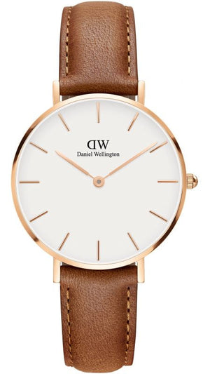 Daniel Wellington Petite Durham White Dial Brown Leather Strap Watch For Women - DW00100172 Authentic Buy Shop Now
