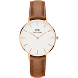 Daniel Wellington Petite Durham White Dial Brown Leather Strap Watch For Women - DW00100172 Authentic Buy Shop Now