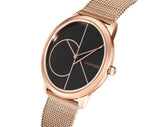 Calvin Klein Minimal Black Dial Rose Gold Mesh Bracelet Watch for Men - K3M21621 Authentic Buy Shop Now