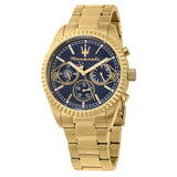Maserati Competizione Chronograph Blue Dial Gold Steel Strap Watch For Men - R8853100026 Authentic Buy Shop Now
