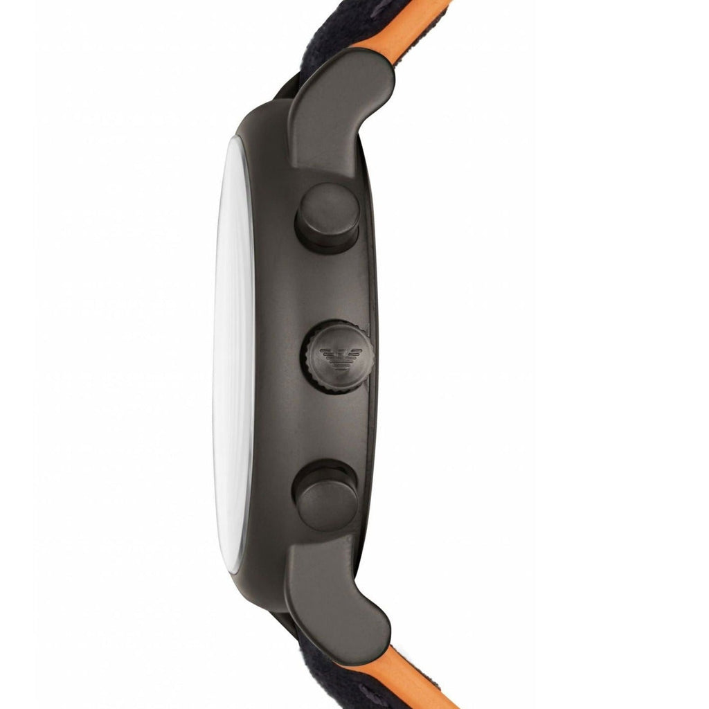 Emporio Armani Chronograph Quartz Grey Dial Black Leather Strap Watch For Men - AR11174 Authentic Buy Shop Now