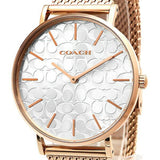 Coach Perry Silver Dial Rose Gold Mesh Bracelet Watch for Women - 14503386 Authentic Buy Shop Now