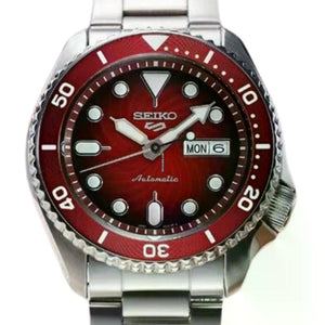 Seiko 5 Sports Mechanical Limited Edition Red Dial Silver Steel Strap Watch For Men - SRPK63K1 Authentic Buy Shop Now