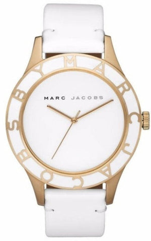 Marc Jacobs Blade White Dial White Leather Strap Watch for Women - MBM1098 Authentic Buy Shop Now