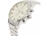 Hugo Boss Aeroliner Chronograph White Dial Silver Steel Strap Watch for Men - 1513182 Authentic Buy Shop Now