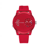 Tommy Hilfiger Denim Red Dial Red Rubber Strap Watch for Men - 1791557 Authentic Buy Shop Now