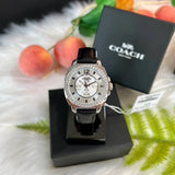 Coach Boyfriend Silver Dial Black Leather Strap Watch for Women - 14503152 Authentic Buy Shop Now