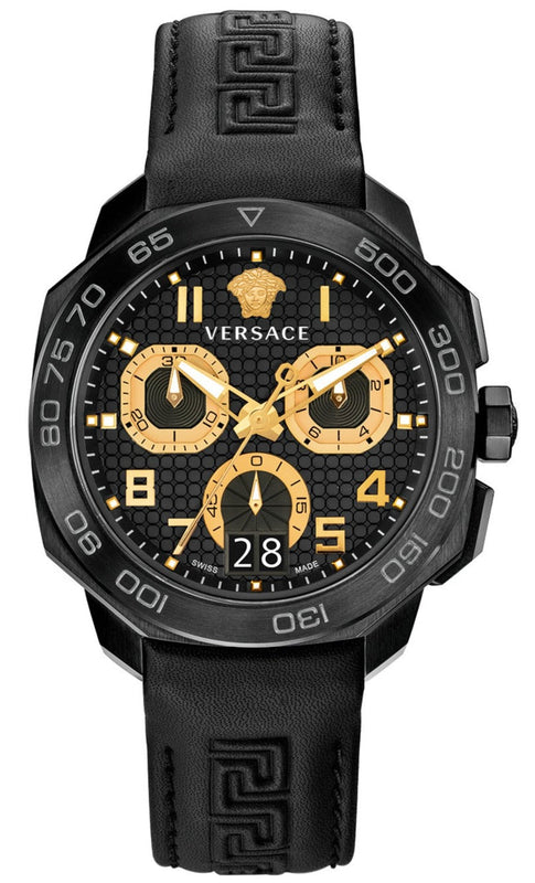 Versace Dylos Chronograph Black Dial Black Rubber Strap Watch for Men - VQC020015 Authentic Buy Shop Now