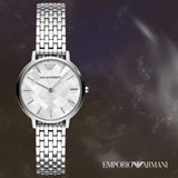 Emporio Armani Mother of Pearl Dial Silver Steel Strap Watch For Women - AR11112 Authentic Buy Shop Now