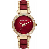 Michael Kors Parker Mother of Pearl Red Dial Two Tone Steel Strap Watch for Women - MK6427 Authentic Buy Shop Now