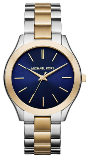 Michael Kors Slim Runway Blue Dial Two Tone Steel Strap Watch for Women - MK3479 Authentic Buy Shop Now