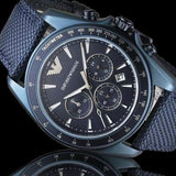 Emporio Armani Sportivo Chronograph Blue Dial Blue Nylon Strap Watch for Men - AR6132 Authentic Buy Shop Now