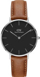 Daniel Wellington Petite Sterling Black Dial Brown Leather Strap Watch For Women - DW00100178 Authentic Buy Shop Now