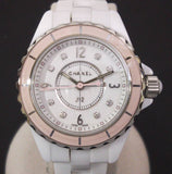 Chanel J12 Quartz Diamonds Ceramic White Dial White Steel Strap Watch for Women - J12 H4466 Authentic Buy Shop Now