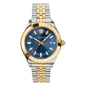 Versace Hellenyium Quartz Blue Dial Two Tone Steel Strap Watch For Men - VEVK00520 Authentic Buy Shop Now