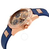 Guess Frontier DIamonds Gold Dial Blue Rubber Strap Watch For Women - W1160L3 Authentic Buy Shop Now