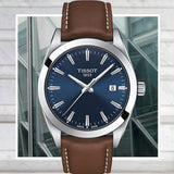 Tissot Gentleman Blue Dial Brown Leather Strap Watch For Men - T127.410.16.041.00 Authentic Buy Shop Now