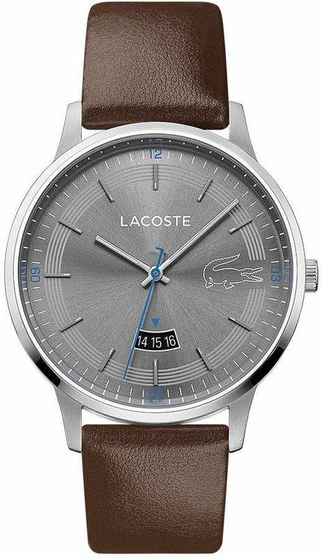 Lacoste Madrid Grey Dial Brown Leather Strap Watch for Men - 2011033 Authentic Buy Shop Now