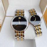 Movado Veturi Quartz Black Dial Two Tone Steel Strap Watch for Women - 0606933 Authentic Buy Shop Now